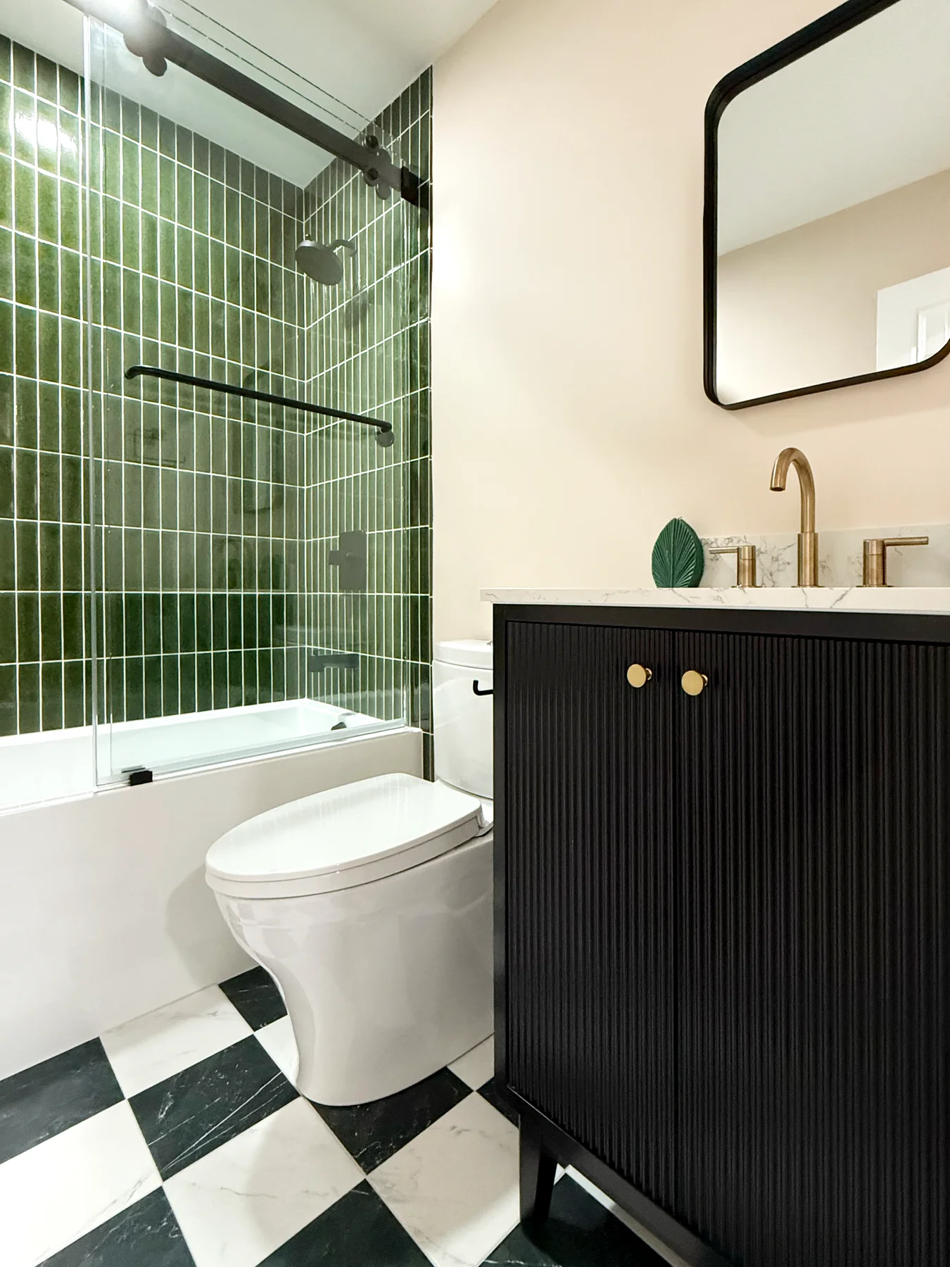 Bathroom with brushed gold fixtures